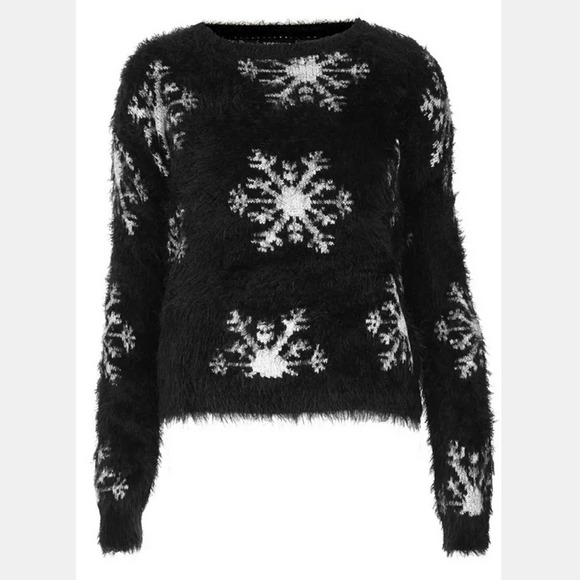 TOPSHOP Snowflake Textured Fuzzy Eyelash Sweater - Picture 6 of 6